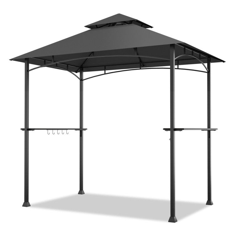 8 x 5 Feet Outdoor Grill Gazebo Patio Barbecue Canopy Tent Shelter with 2 Shelves and 5 Hooks
