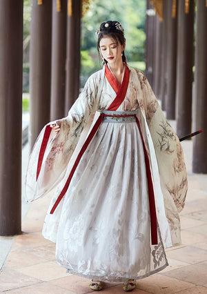Ancient Silver Fox Style Hanfu for Women - CharmDynasty.com