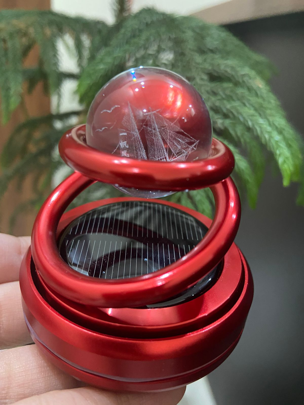  JHION Car Double Ring Air Freshener Solar Energy Rotating Car  Aromatherapy Diffuser Interior Decoration Accessories Diffuser Red :  Automotive