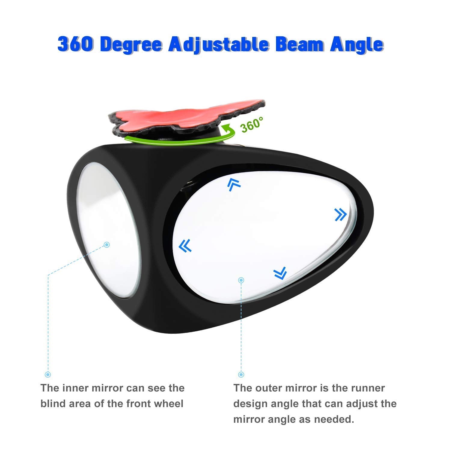 3R Flexible 360 degree Adjustable 2 Way Blind Spot Mirror Round