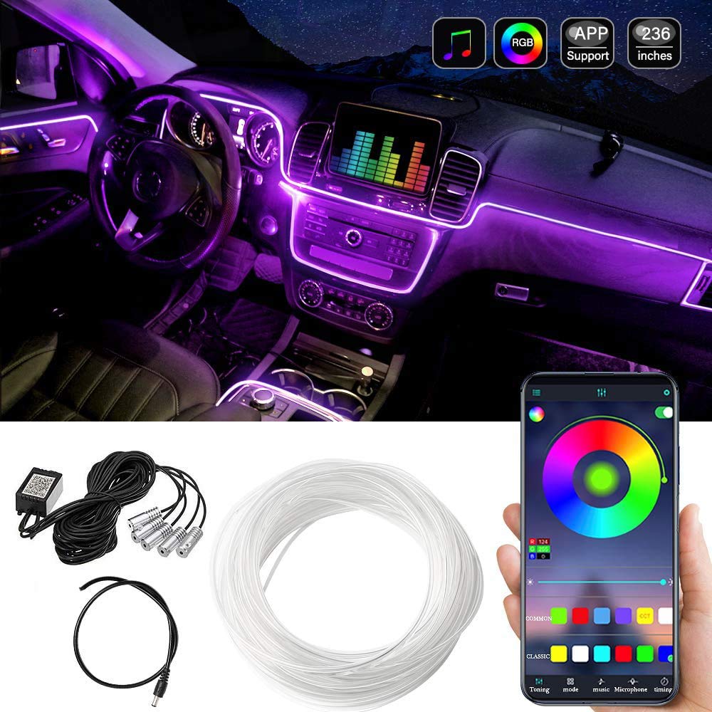 Car Underglow Lights, 4 Pcs Bluetooth Led Strip Lights with Dream