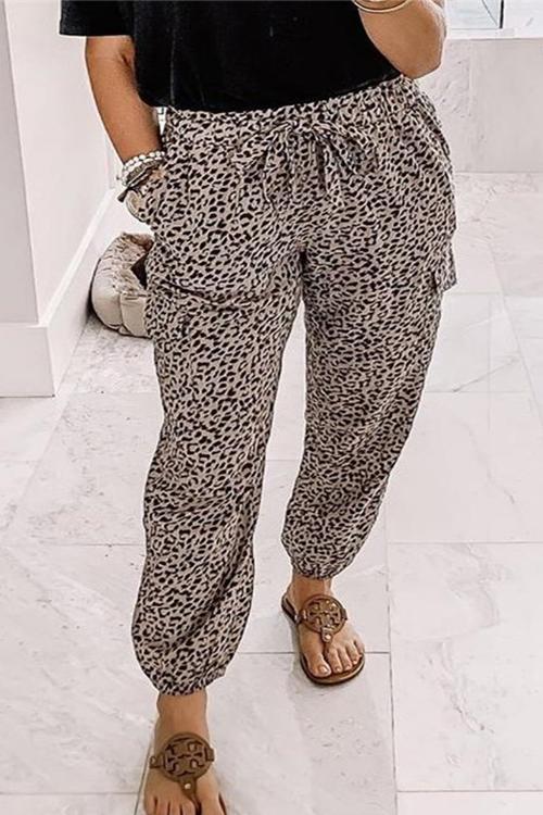 freeshipping-leopard-tie-knot-pants-with-pockets