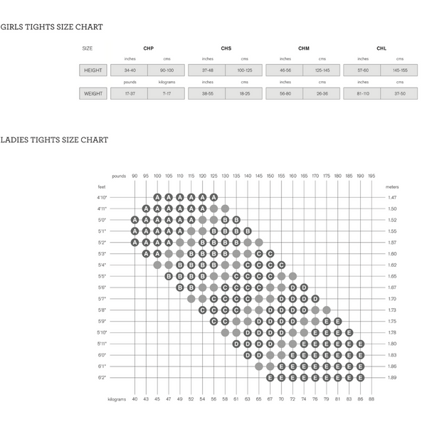 Bloch Tights Size Chart