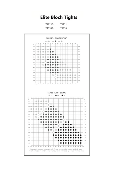 Bloch Elite Tights Size Chart