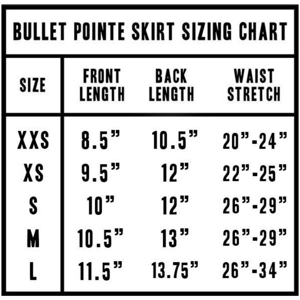 Bullet Pointe Skirt Sizing