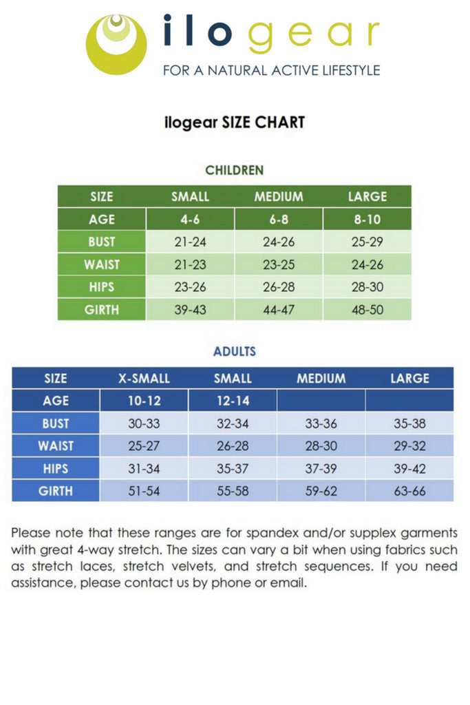 Ilo Gear Sizing Chart