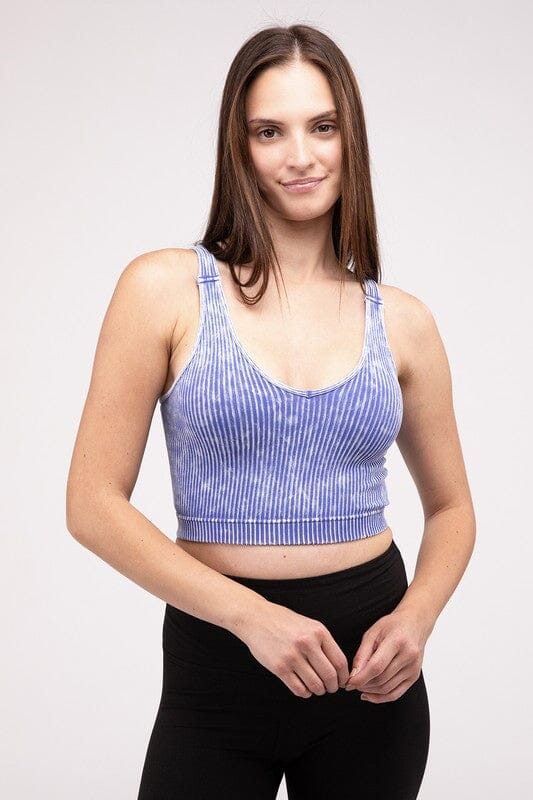 Washed Ribbed Cropped V-Neck Tank Top - Online Exclusive - DanceWear Corner product image