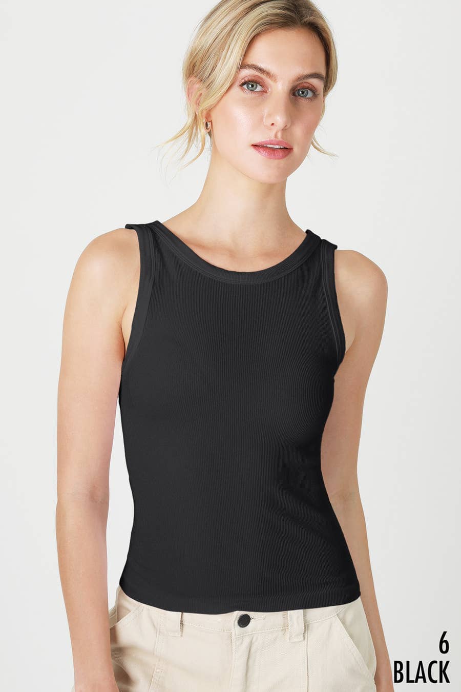 Essential Racerback Ribbed Halter Crop