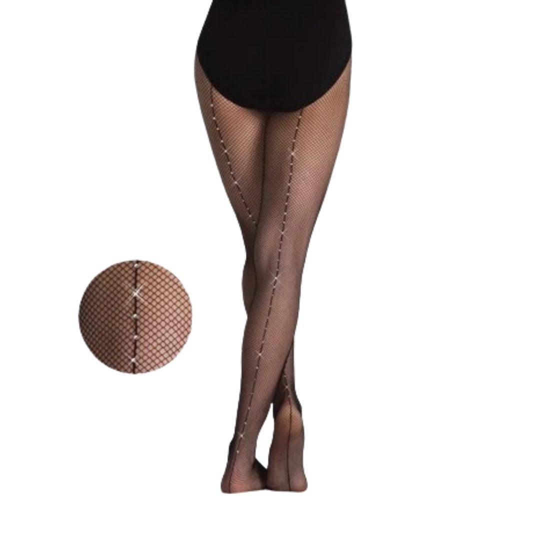 Black Diamond Fishnet Stockings for Adults with Bow Backseam