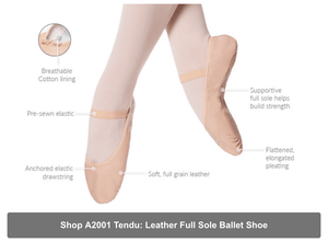 eurotard tendu full sole leather ballet slipper - child