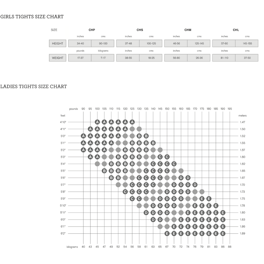 Size Chart For Tights