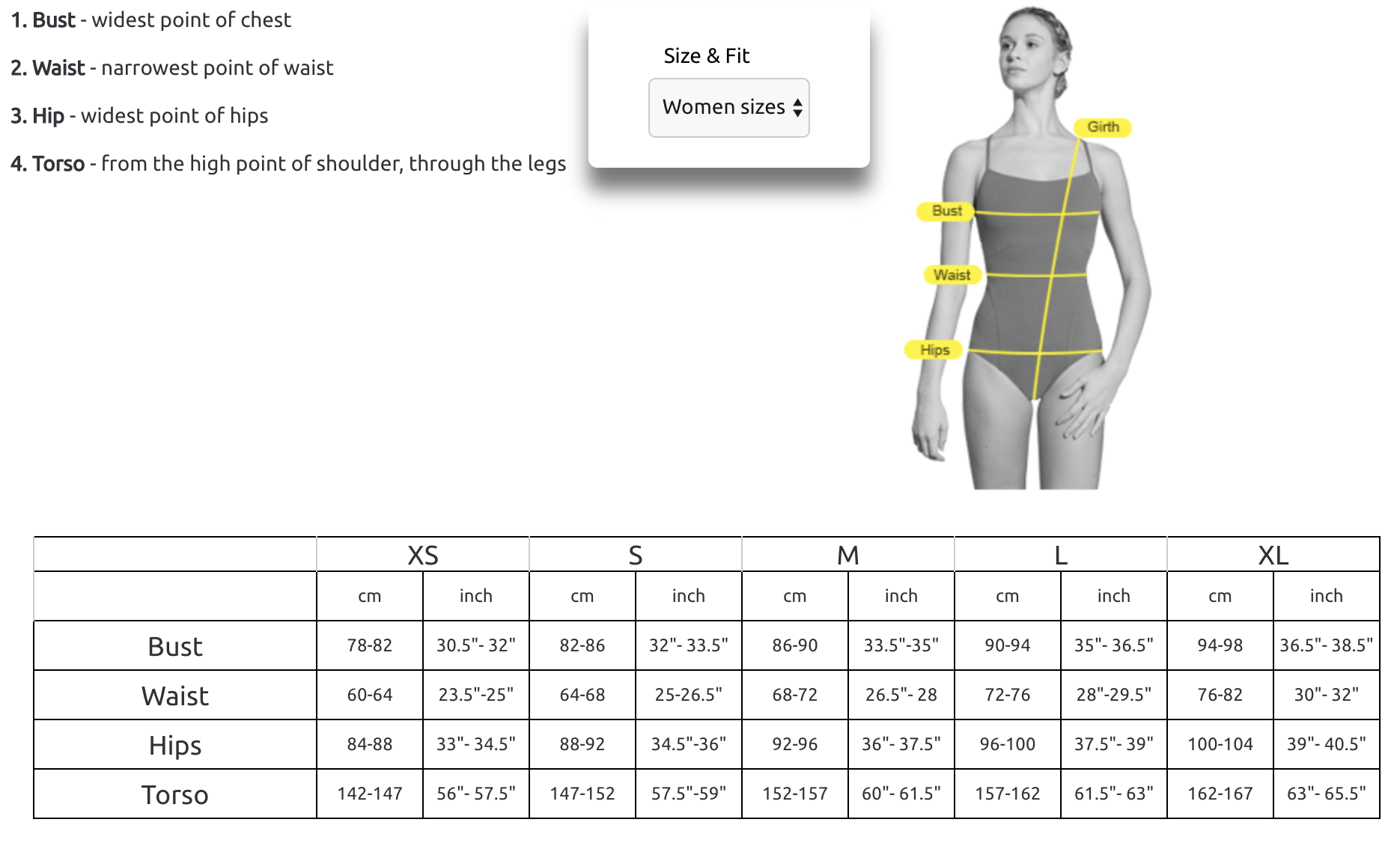 Natalie Leotard Size Chart