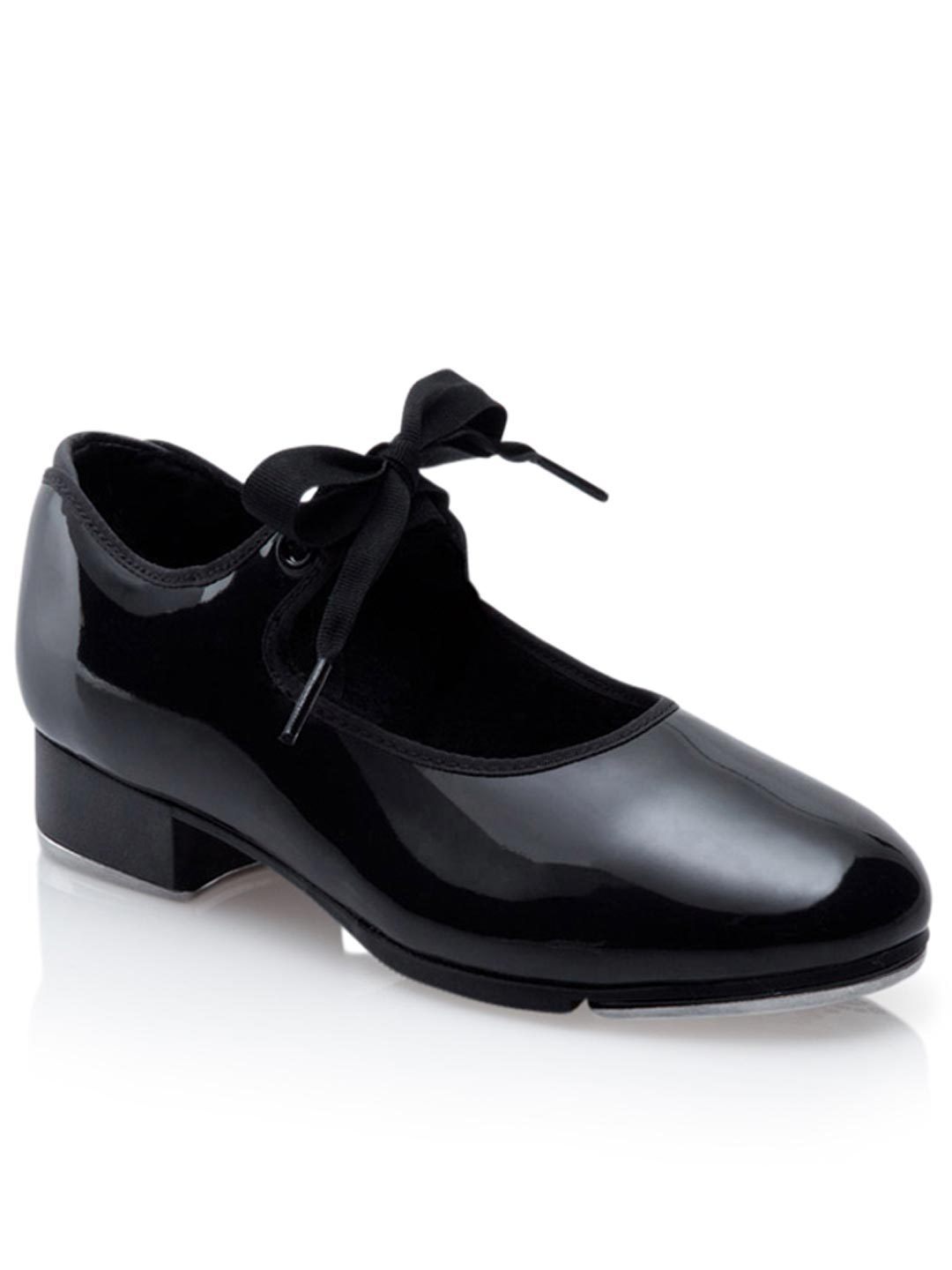 black patent leather tap shoes