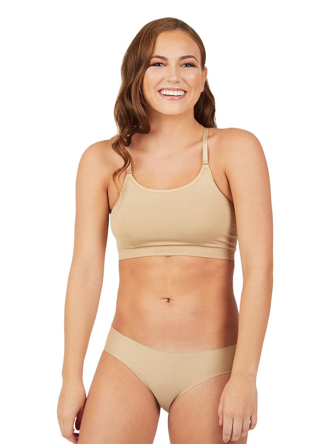 Motionwear Plus Size Removable-Cup Convertible Dance Bra, Nude, 1X, 2X, 3X
