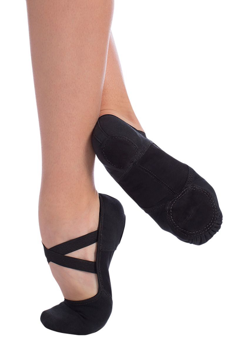 black canvas ballet shoes