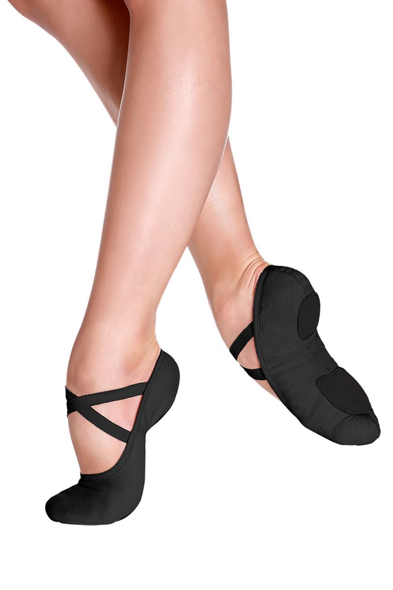 black canvas split sole ballet shoes