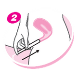 using a tampon - step 2:  Place the applicator tip into your vagina at a 45%u02DAangle. Now, gently slide the smooth, rounded applicator all the way into your vagina until your fingers touch your body.