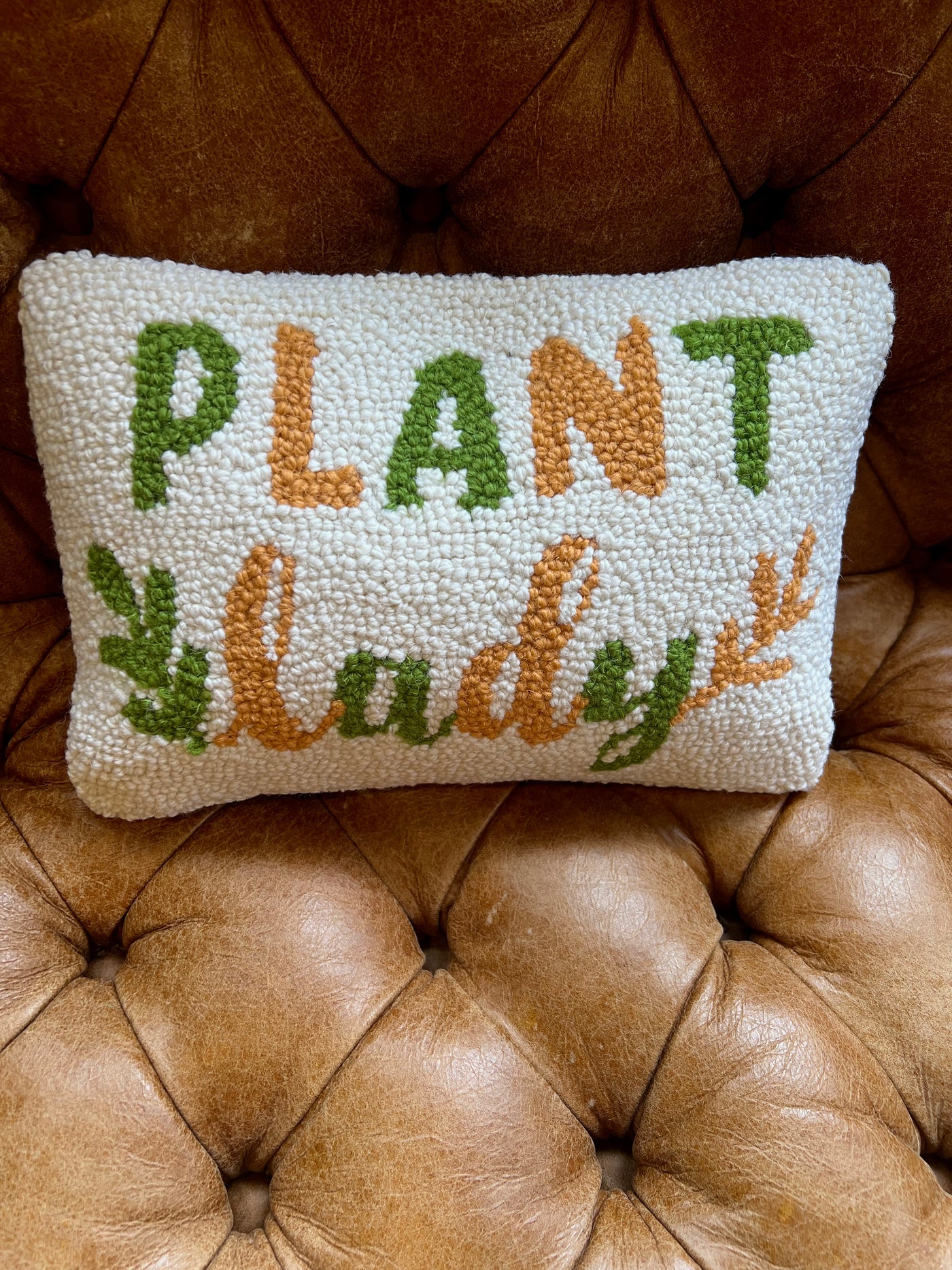 Wool and Velvet 'Plant Lady' Throw Pillow