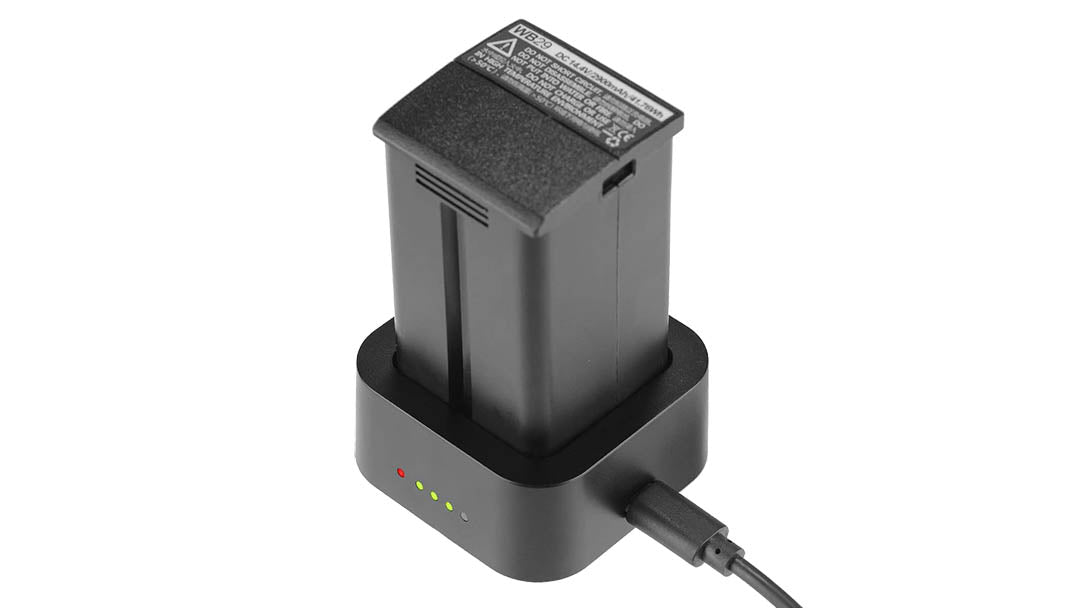 Godox UC29 charger with WB29 battery and USB Type-C Cable inserted