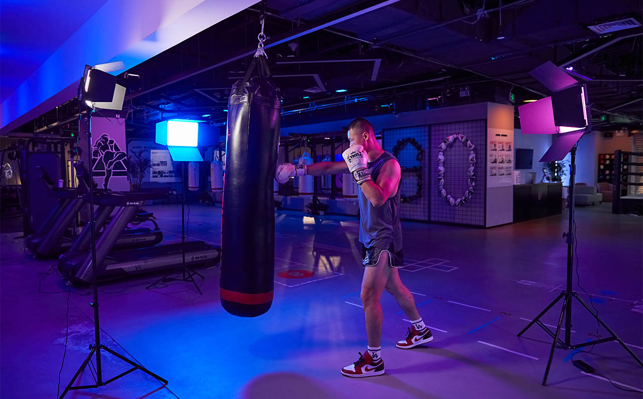 GODOX BD-50 Barn Doors being used on LDX50R LED lights to light a boxer