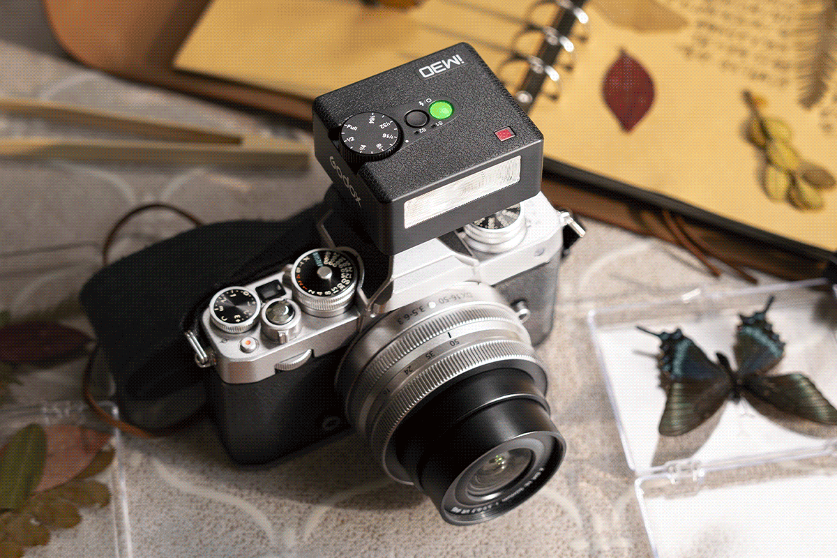An image showing the Godox iFlash iM30 Compact on-camera flash, being mounted to various cameras