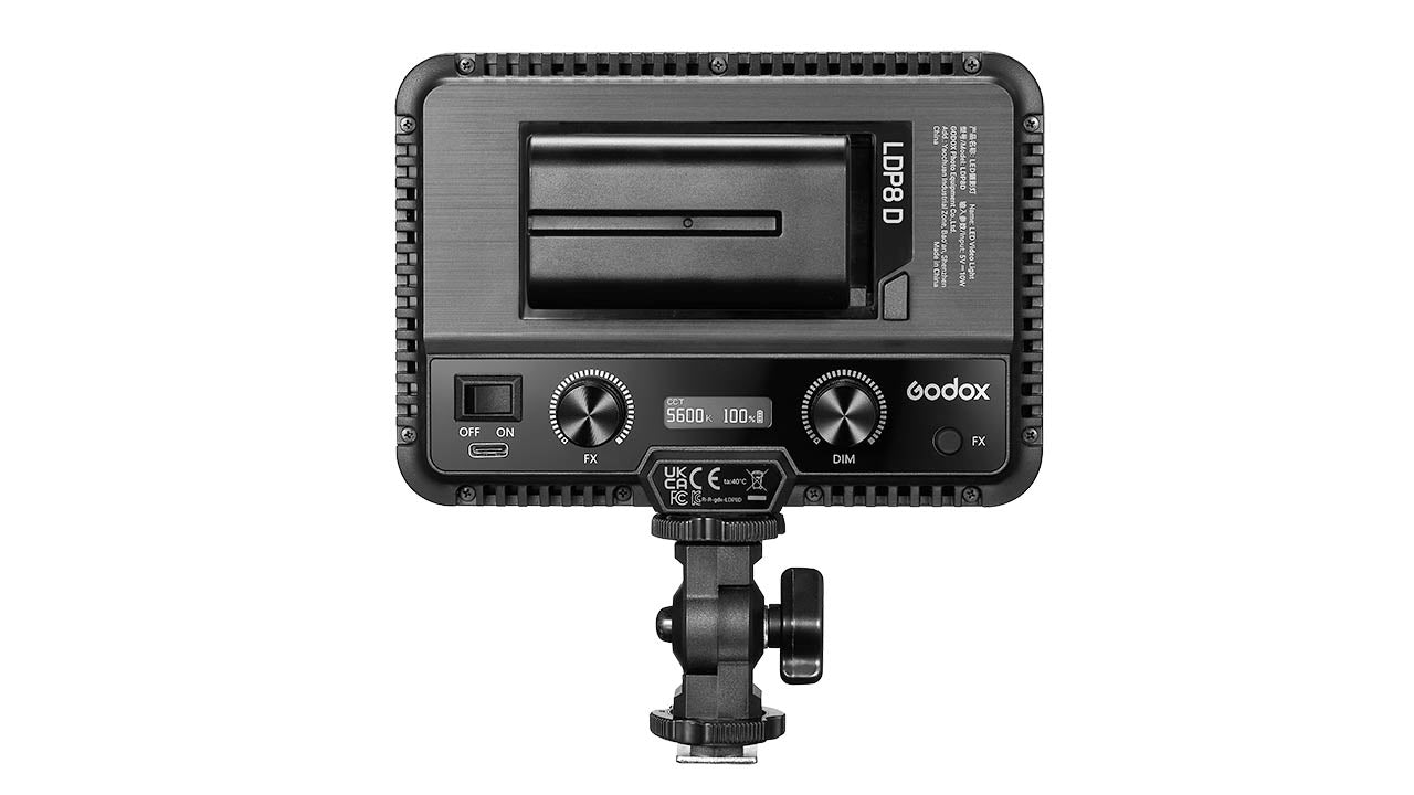 Godox LDP Panel with NP-F-Series battery mounted to it