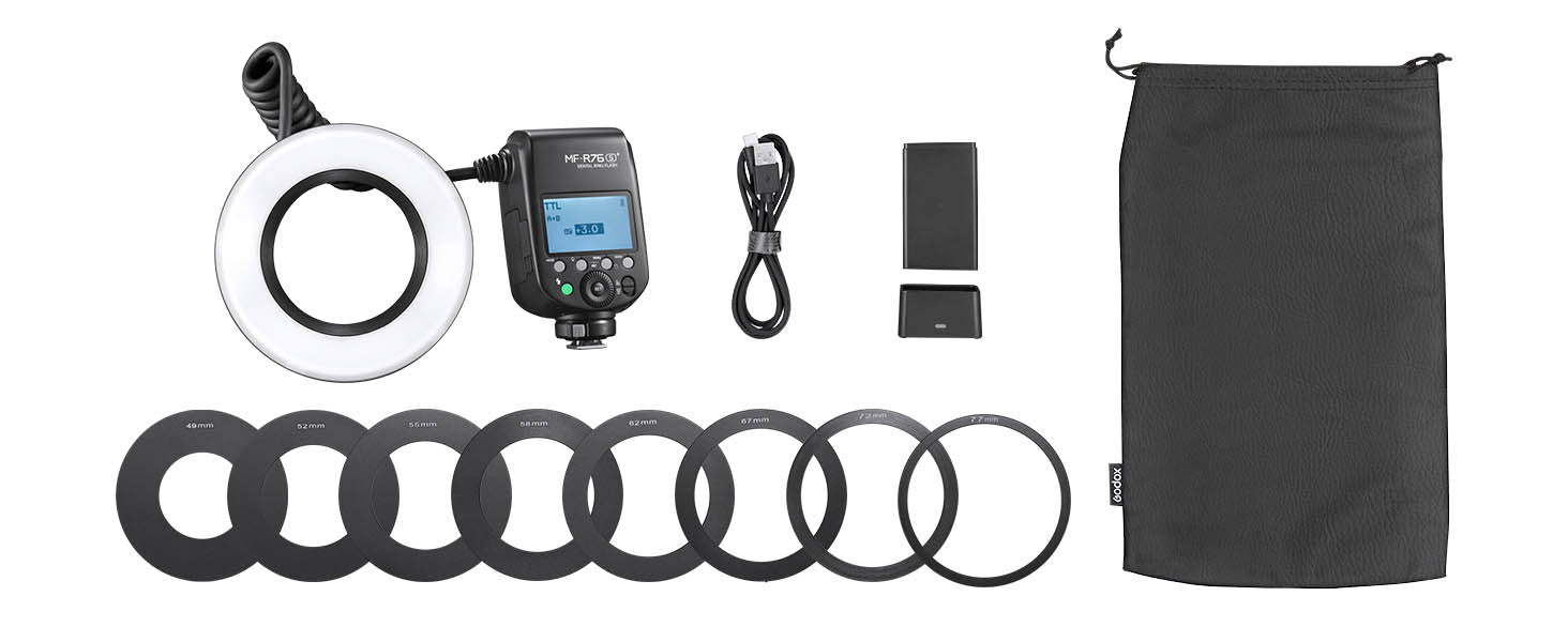 Godox MF-R76S+ Dental Photography Ring Flash for Sony Box Content