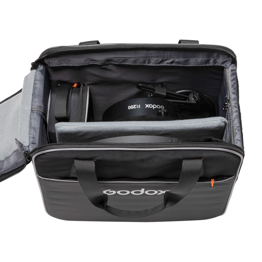 The GODOX CB56 Carry Bag for the R200 Ring Flash and its Accessories