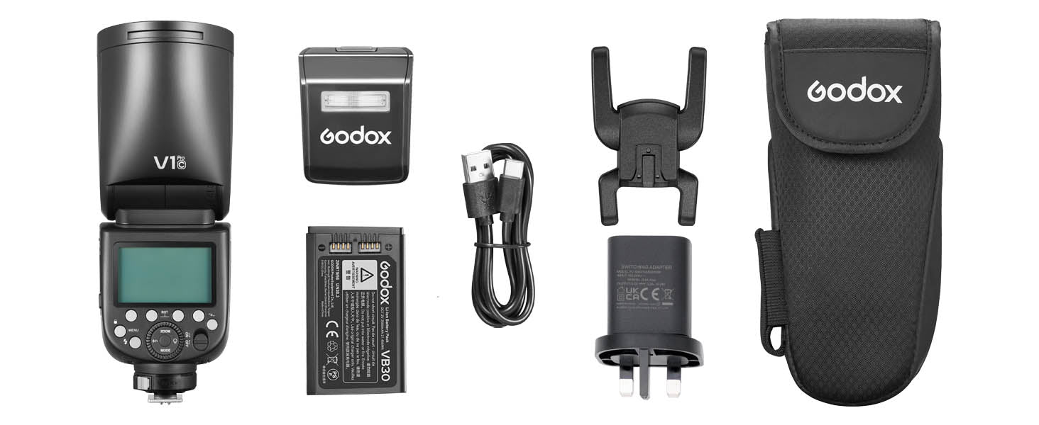 Godox V1Pro  Round Head Flash Box Content