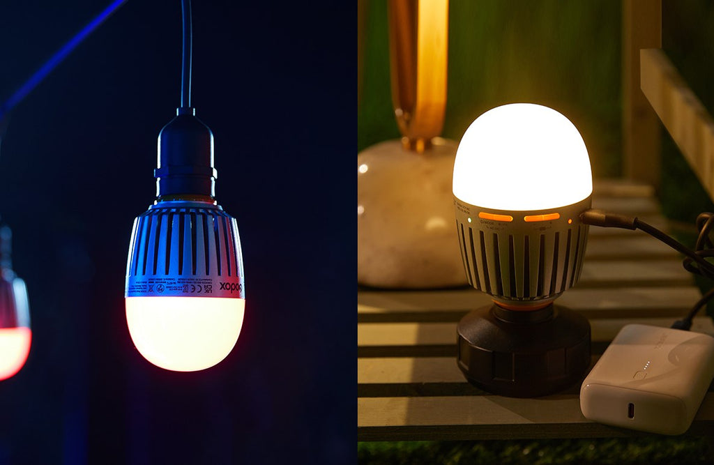 Godox C7R & C10R RGB LED Light Bulbs or Aputure B7C Creative Smart Bulb Light By PixaPro