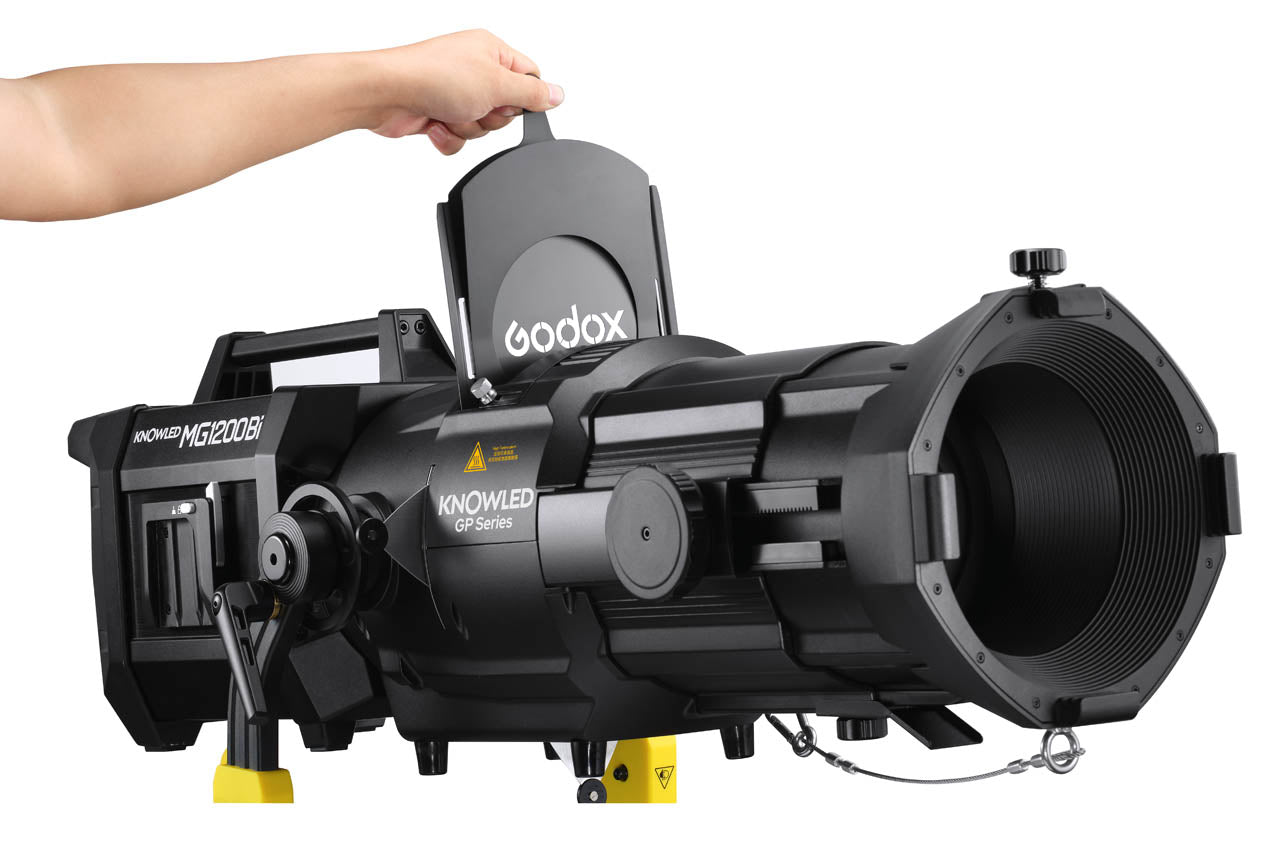 GODOX GP-Series Projection Lens with Gobo being inserted into it