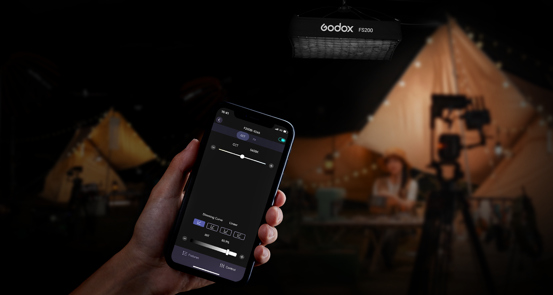 Godox KNOWLED F600Bi used with Godox Light App via Bluetooth