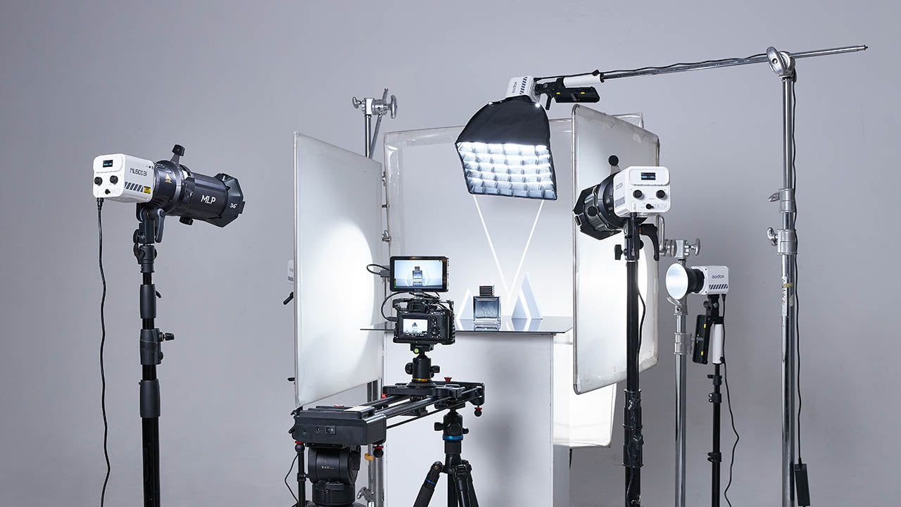The ML60II Bi being used in a product photography shoot, using the various modifiers available for it