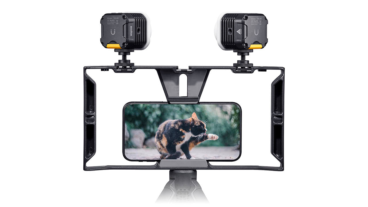 The GODOX WL4B is so small and lightweight, you can comfortably mount two of them to a smartphone video rig