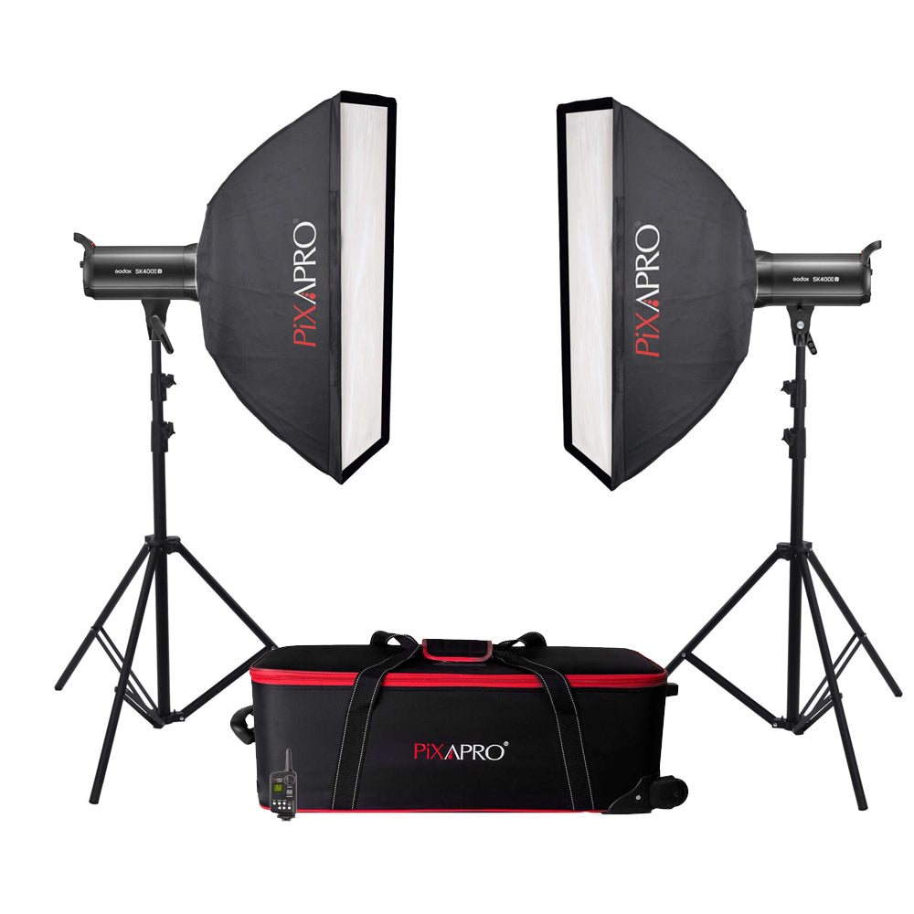 SK400II-V Studio Flashlight Lighting Two Softbox Kit By Godox