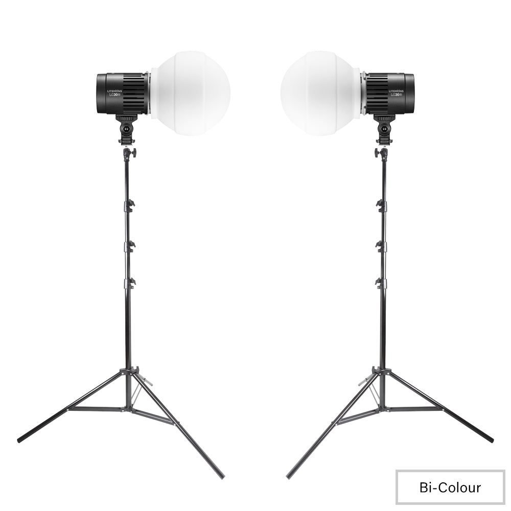 Litemons LC30Bi Compact 2 Light Studio Setup Diffuser Ball Kit