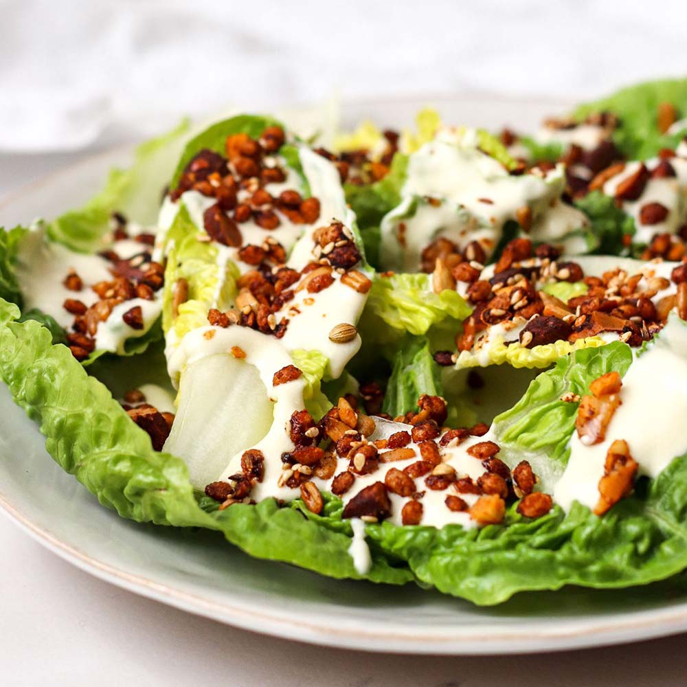 Cos salad with Kiwi Quinoa Savoury Granola