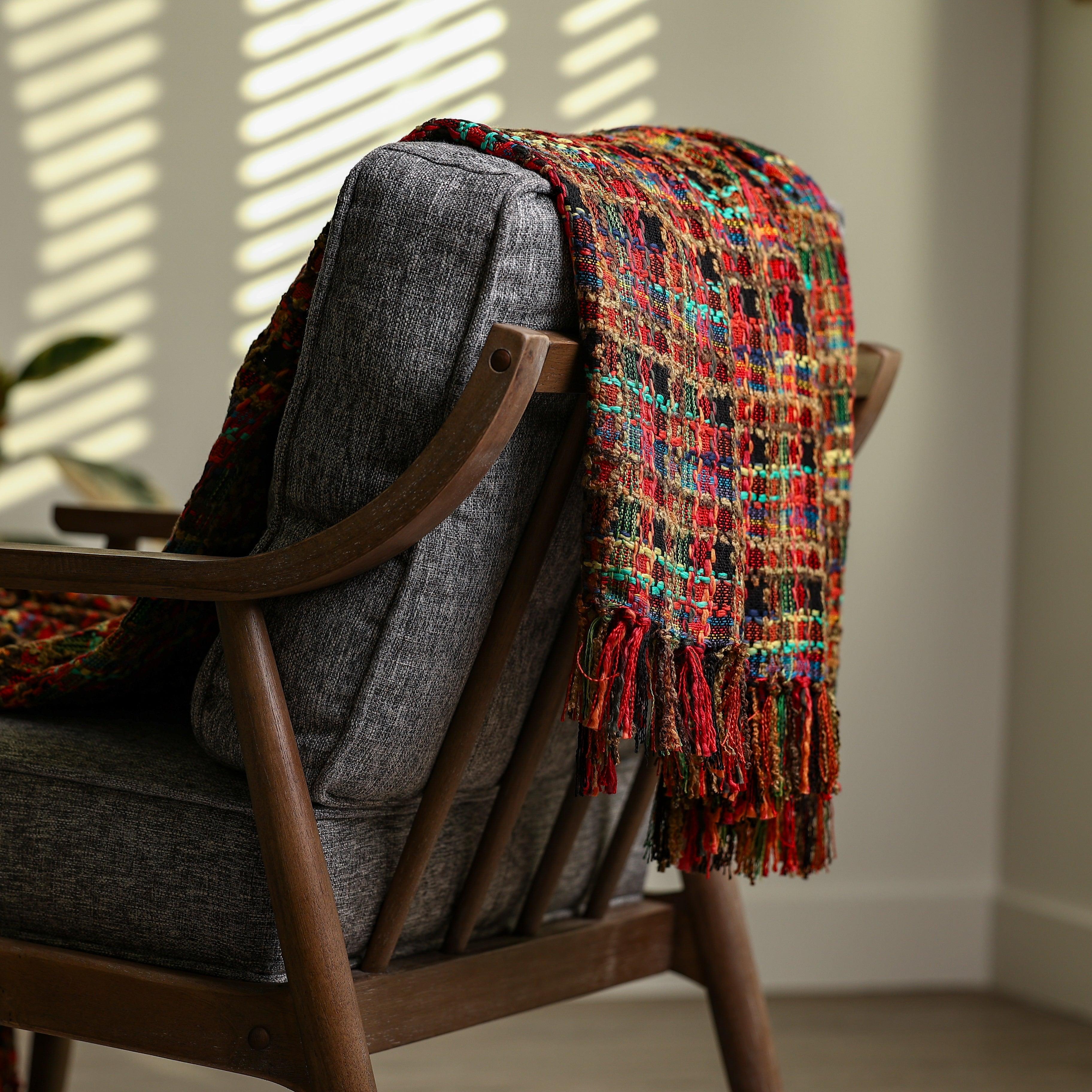 textured multicolor throw 