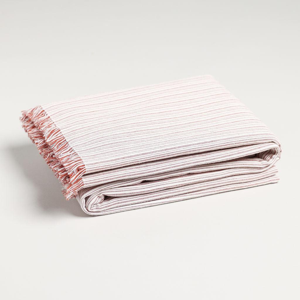 pink striped cotton throw