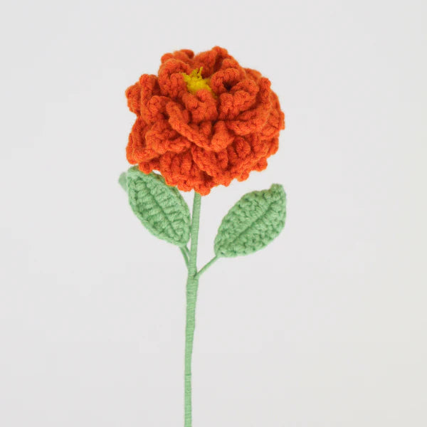 orange crochet peony