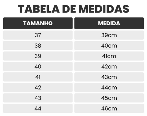 Tabela de Medidas do Tênis Feminino Bershi Disponível em: www.descontara.com