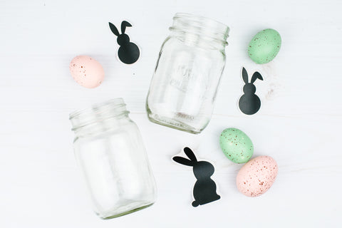 free Easter bunny silhouette decals for mason jar DIY projects