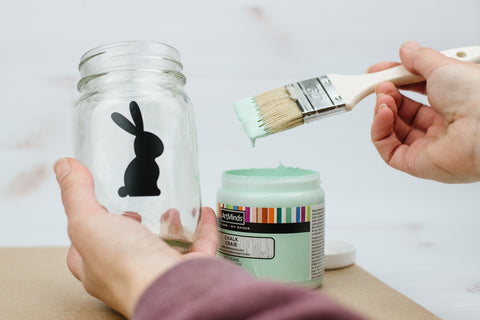 Easter bunny silhouette painted mason jar DIY