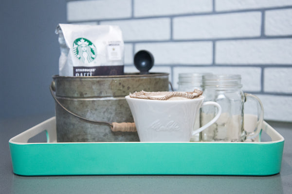 tray full of coffee gear