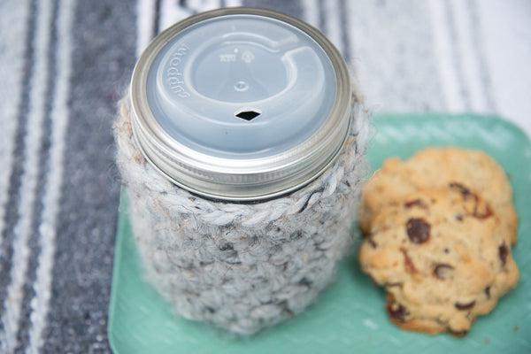 mason jar coffee cozy and cuppow lid