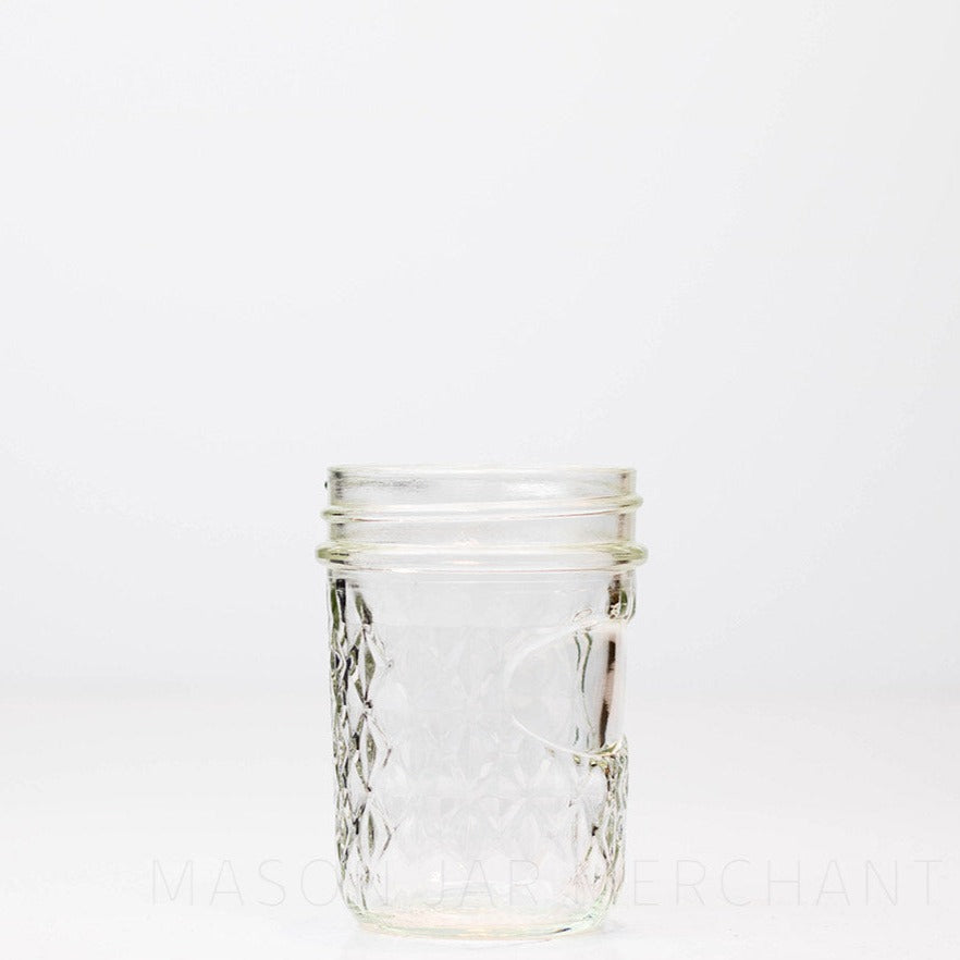 Ball Quilted Half Pint Regular Mouth Jelly Jar With Label Space