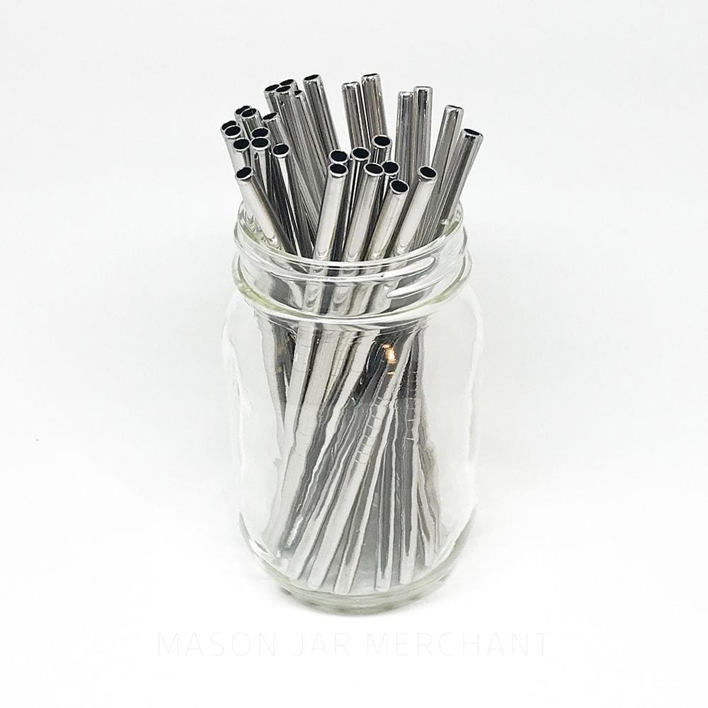 American Metalcraft STWS6 6 Silver Stainless Steel Reusable Straight Straw - 12/Pack