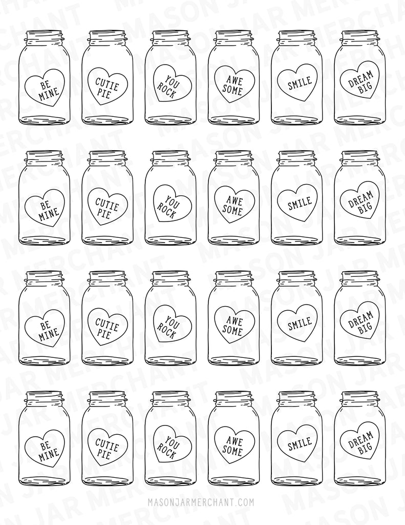 Download Printable Valentine Mason Jars Small Candy Hearts Svg Mason Jar Merchant