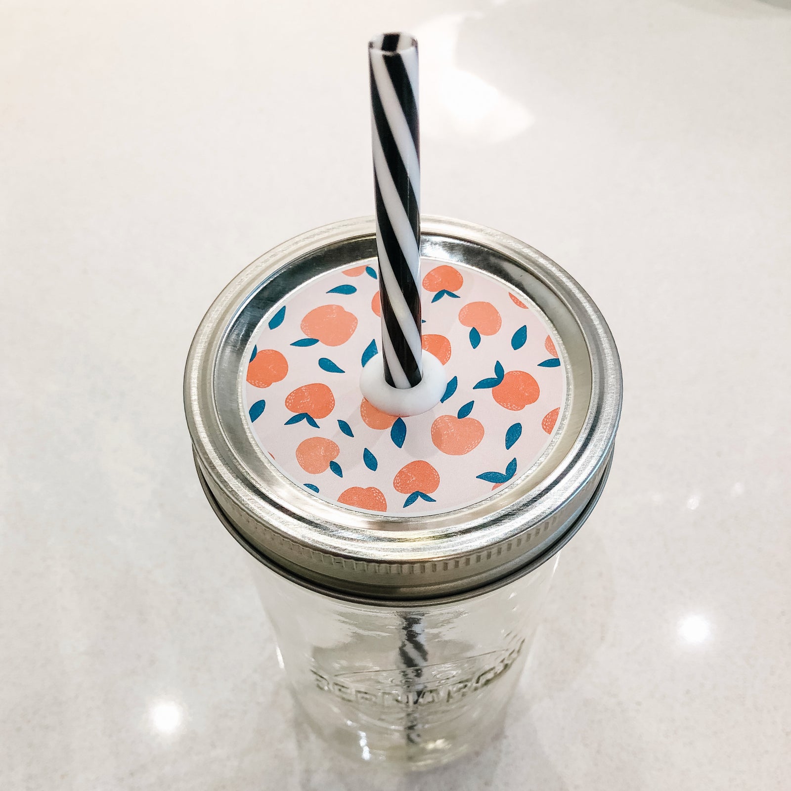 A Real Peach of Art - Peach Mason Jar Straw Lid