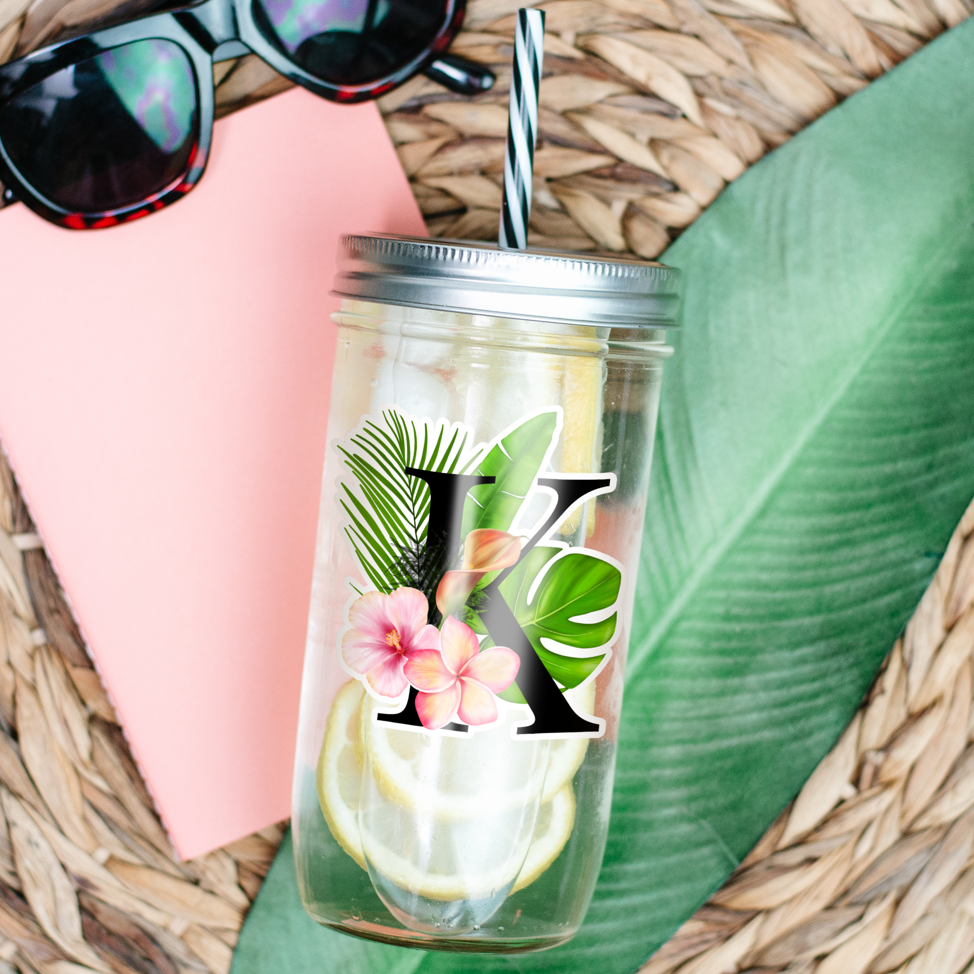 Mason Can Jar Tumbler with Handle: Caribbean Sea Foam Greens/Blues – Ashley  Mary Craftery